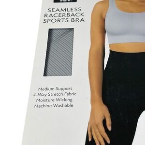 Soft Silver Member's Mark Seamless Racerback Sports Bra Yoga Women's Medium NIB